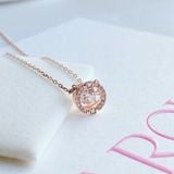  Dây chuyền Swarovski đá nhảy tròn màu vàng hồng - Swarovski Sparkling Dance necklace Round cut, White, Rose gold-tone plated 