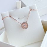  Dây chuyền Swarovski đá nhảy tròn màu vàng hồng - Swarovski Sparkling Dance necklace Round cut, White, Rose gold-tone plated 