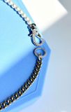  Dextera necklace Pavé, Crystal pearl, White, Rhodium plated 