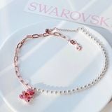  Dây chuyền Swarovski Teddy gấu hồng mix ngọc trai - Swarovski Teddy pendant Bear, Pink, Rose gold-tone plated 