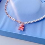  Dây chuyền Swarovski Teddy gấu hồng mix ngọc trai - Swarovski Teddy pendant Bear, Pink, Rose gold-tone plated 
