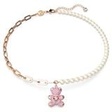  Dây chuyền Swarovski Teddy gấu hồng mix ngọc trai - Swarovski Teddy pendant Bear, Pink, Rose gold-tone plated 