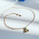  Dây chuyền Swarovski Teddy gấu xanh mix ngọc trai - Swarovski Teddy pendant Bear, Multicolored, Gold-tone plated 