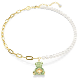  Dây chuyền Swarovski Teddy gấu xanh mix ngọc trai - Swarovski Teddy pendant Bear, Multicolored, Gold-tone plated 