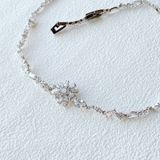  Dây chuyền Swarovski Gema trắng - Swarovski Gema necklace Mixed cuts, Flower, White, Rhodium plated 