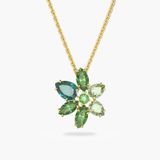  Gema pendant Mixed cuts, Flower, Green, Gold-tone plated 