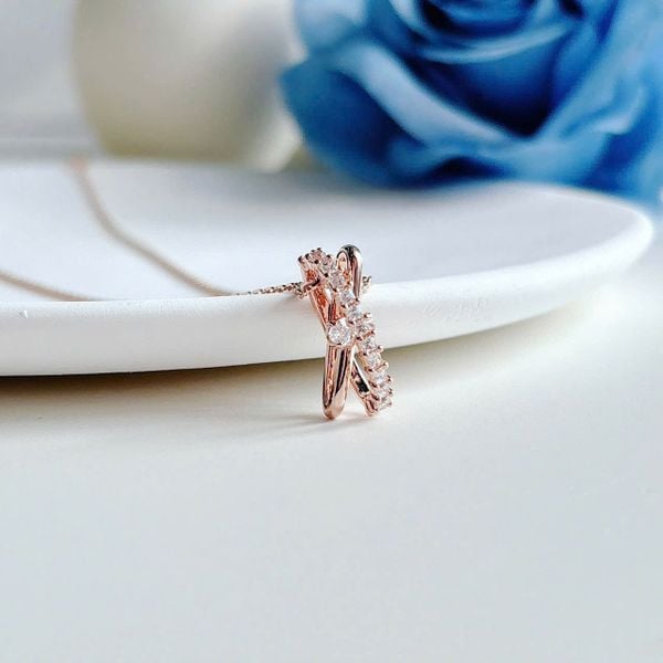  Hyperbola pendant Mixed cuts, Twist, White, Rose gold-tone plated 