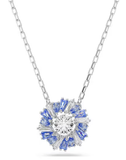  Idyllia pendant Mixed cuts, Flower, Blue, Rhodium plated 