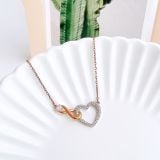  Dây chuyền Swarovski Infinity tim màu vàng hồng - Swarovski Infinity necklace Infinity and heart, White, Mixed metal finish 