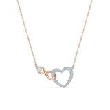  Dây chuyền Swarovski Infinity tim màu vàng hồng - Swarovski Infinity necklace Infinity and heart, White, Mixed metal finish 