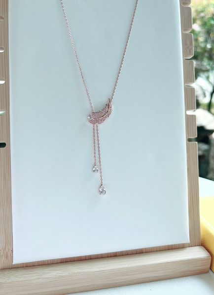  Dây chuyền Swarovski lông vũ màu vàng hồng - Swarovski Nice Y pendant Feather, White, Rose gold-tone plated 