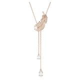  Dây chuyền Swarovski lông vũ màu vàng hồng - Swarovski Nice Y pendant Feather, White, Rose gold-tone plated 