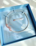  Dây chuyền Swarovski lông vũ mix ngọc trai - Swarovski Nice necklace Magnetic closure, Feather, White, Rose gold-tone plated 