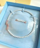  Dây chuyền Swarovski lông vũ mix ngọc trai - Swarovski Nice necklace Magnetic closure, Feather, White, Rose gold-tone plated 