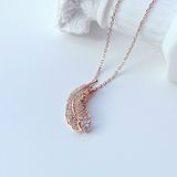  Nice pendant Feather, White, Rose gold-tone plated 