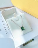  Matrix pendant Rectangular cut, Green, Gold-tone plated 