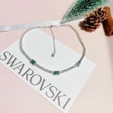  Matrix Tennis necklace Mixed cuts, Green, Rhodium plated 