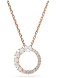  Matrix pendant Crystal pearl, Round cut, White, Rose gold-tone plated 
