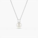  Matrix pendant Crystal pearl, Round cut, White, Rhodium plated 