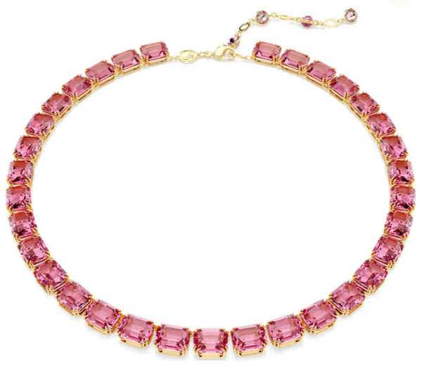  Millenia Tennis necklace Octagon cut, Pink, Gold-tone plated 