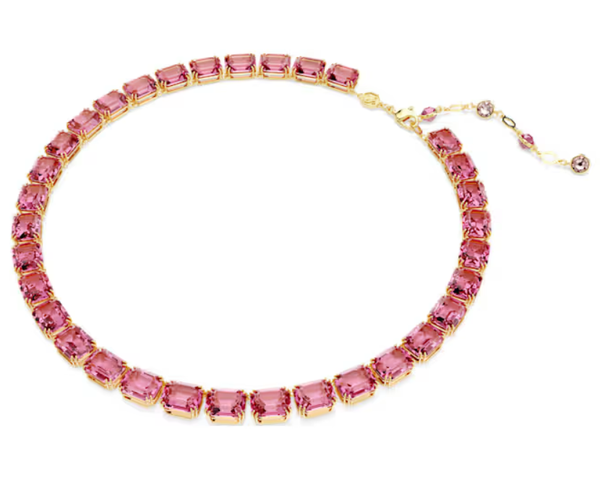  Millenia Tennis necklace Octagon cut, Pink, Gold-tone plated 