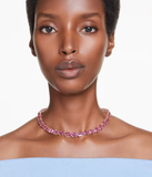  Millenia Tennis necklace Octagon cut, Pink, Gold-tone plated 