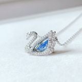  Dây chuyền thiên nga Swarovski đá nhảy xanh  - Swarovski Dancing Swan necklace Swan, Blue, Rhodium plated 