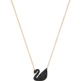  Thiên nga đen Swarovski dây vàng hồng - Swarovski Iconic Swan pendant,  Black, Rose gold-tone plated 
