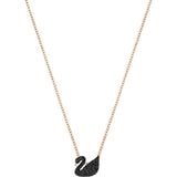  Thiên nga đen Swarovski dây vàng hồng - Swarovski Iconic Swan pendant,  Black, Rose gold-tone plated 