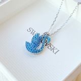  Dây chuyền thiên nga Swarovski tung cánh mẫu new màu xanh biển - Swarovski Iconic Swan pendant Swan, Medium, Blue, Rhodium plated 