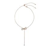  Dây chuyền Swarovski chữ Y màu vàng hồng - Swarovski Lifelong Bow necklace Bow, White, Mixed metal finish 