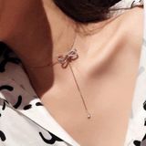  Dây chuyền Swarovski chữ Y màu vàng hồng - Swarovski Lifelong Bow necklace Bow, White, Mixed metal finish 
