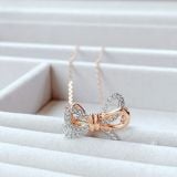  Dây Chuyền nơ vàng hồng Swarovski - Swarovski Lifelong Bow Pendant, White, Mixed Metal Finish 