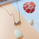  Dây Chuyền nơ vàng hồng Swarovski - Swarovski Lifelong Bow Pendant, White, Mixed Metal Finish 