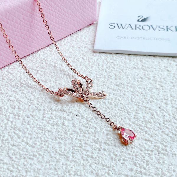  Dây chuyền Swarovski Volta nơ - Swarovski Volta Y pendant Bow, Pink, Rose gold-tone plated 