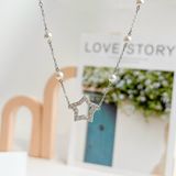  Dây chuyền Stella Swarovski mix ngọc trai - Swarovski Stella necklace Star, White, Rhodium plated 