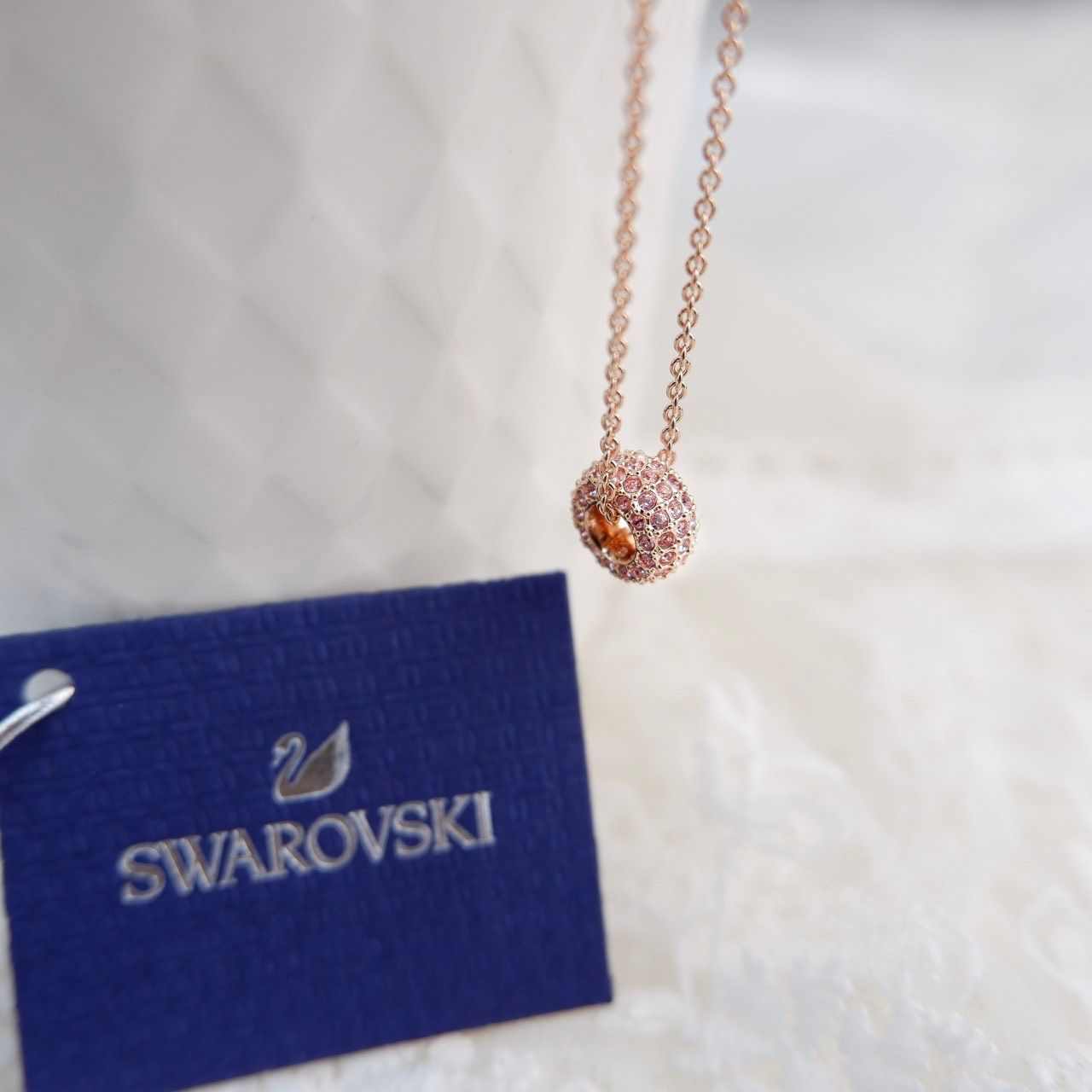  Dây chuyền Swarovski Stone hồng - Swarovski Stone pendant Pink, Rose gold-tone plated 