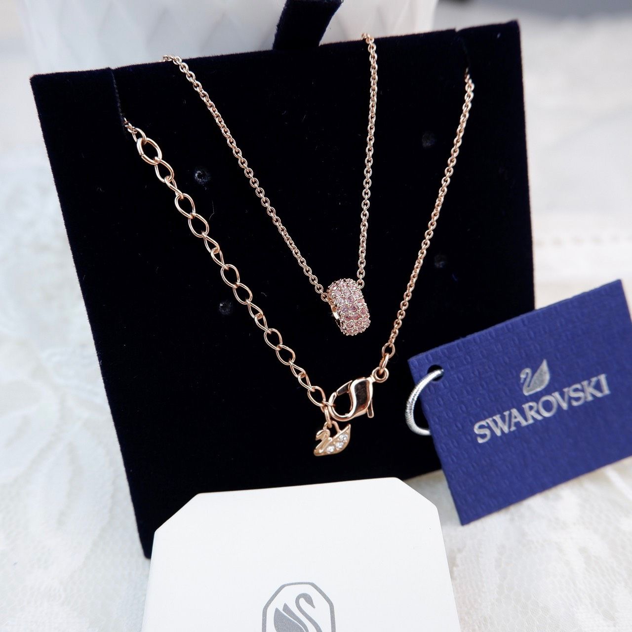  Dây chuyền Swarovski Stone hồng - Swarovski Stone pendant Pink, Rose gold-tone plated 
