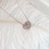  Dây chuyền Swarovski Stone mix màu trắng và rose - Swarovski Stone necklace Intertwined circles, White, Rose gold-tone plated 