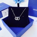  Stone necklace Pavé, Intertwined circles, Blue, Rhodium plated 