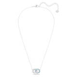  Stone necklace Pavé, Intertwined circles, Blue, Rhodium plated 