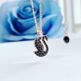  Swarovski Swan pendant Swan, Small, Black, Rose gold-tone plated 