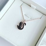  Swarovski Swan pendant Swan, Small, Black, Rose gold-tone plated 