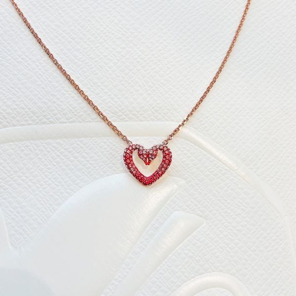  Una pendant Heart, Small, Pink, Rose gold-tone plated 