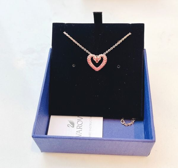  Una pendant Heart, Small, Pink, Rose gold-tone plated 
