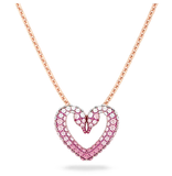  Una pendant Heart, Small, Pink, Rose gold-tone plated 