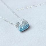  Dây chuyền thiên nga ombre xanh Swarovski size bé - Swarovski Iconic Swan pendant, Small, Blue, Rhodium plated 