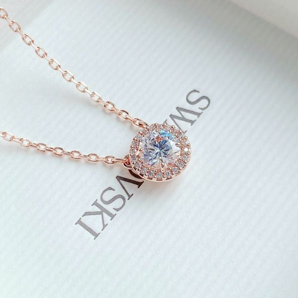  Una Angelic pendant Round cut, Pavé, White, Rose gold-tone plated 