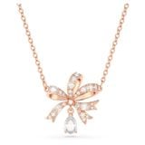  Dây chuyền Swarovski Volta nơ trắng, vàng hồng - Swarovski Volta necklace Bow, Small, White, Rose gold-tone 