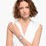  Đồng hồ Swarovski Crystalline Aura màu nude - Crystalline Aura watch Swiss Made, Leather strap, Gray, Rose gold-tone finish 